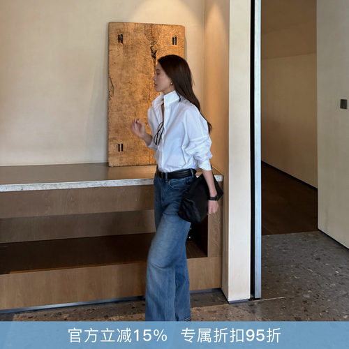 R-HER【垂洗牛仔】于Moli 宽松显瘦水洗时尚百搭女直筒垂感牛仔裤