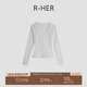 HER 打底衫 山径柔白 白色U领修身 长袖 极简风长袖 T恤RP5NT09JH