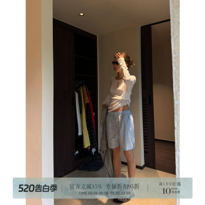 RHER STUDIO“清新短裤”夏季百搭简约高腰显瘦阔腿休闲短裤K5305