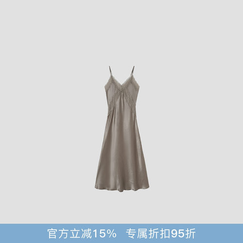 R-HER轻奢连衣裙夏季A字裙V领吊带春季裙子蕾丝边吊带裙L3228