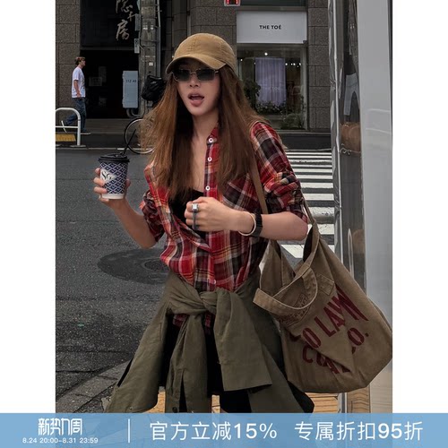 RHERSTUDIO复古格纹长袖衬衫