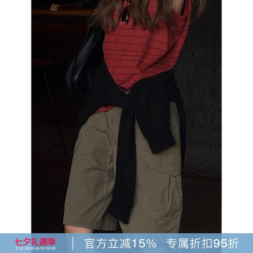 RHER STUDIO“工装军绿”夏季户外多袋工装短裤宽松透气阔腿裤K27