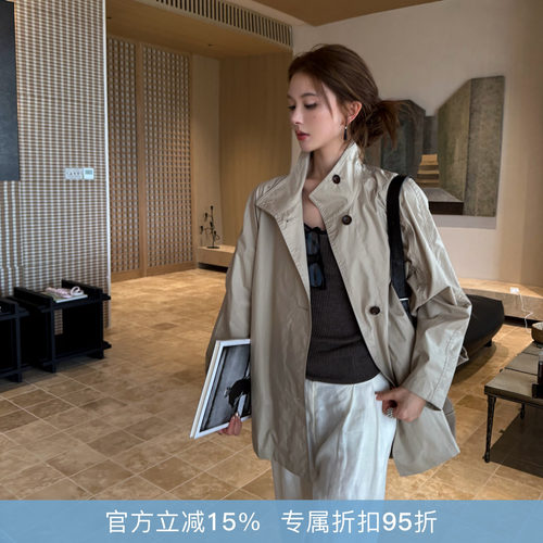 春秋卡其亲肤中长款宽松风衣女
