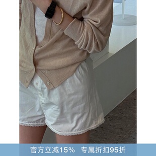 RHER STUDIO“舒适拉满”蕾丝花边100棉纽扣设计ins风短裤K0039
