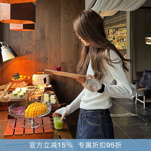 R-HER“修身设计”春秋百搭显瘦圆领气质复古时尚薄款修身长袖