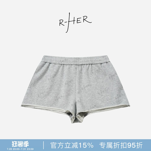 RHER STUDIO“卷边短裤”夏季新款高腰显瘦百搭宽松运动短裤KYYD2
