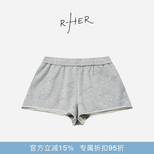 RHER STUDIO“卷边短裤”夏季新款高腰显瘦百搭宽松运动短裤KYYD2