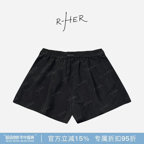 RHER STUDIO“100铜氨丝”夏季新款垂坠显瘦松紧腰休闲短裤QL070