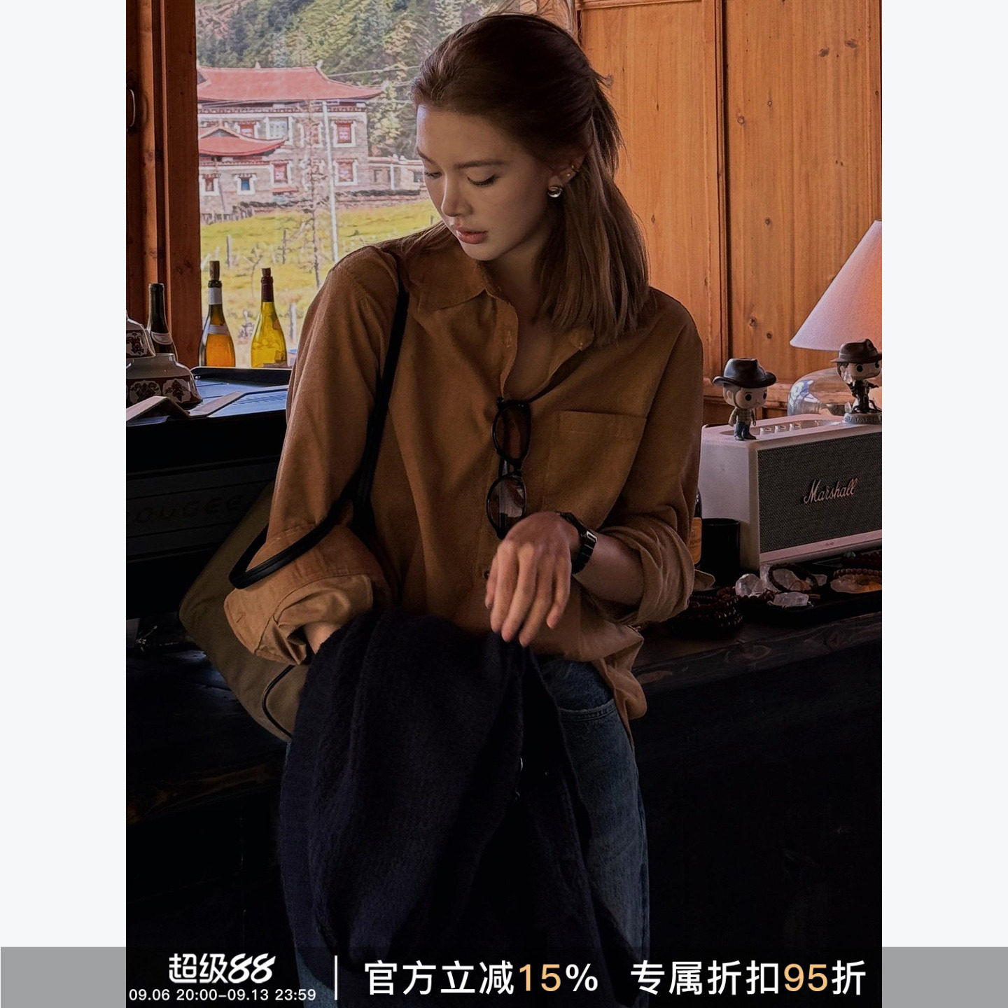 RHER STUDIO 复古格调老钱风宽松休闲百搭长袖气质衬衫C6276