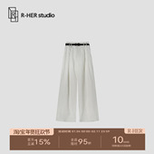 阔腿裤 高腰气质休闲百搭韩版 显瘦简约垂版 HER 慵懒褶皱