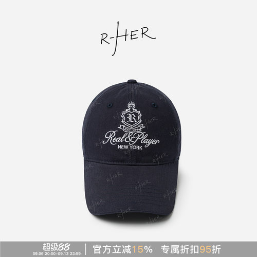 RHER复古刺绣棒球帽显脸小遮阳