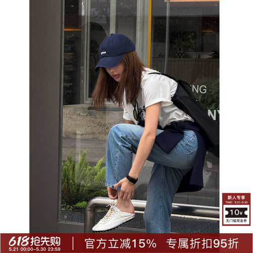 RHER STUDIO“软薄冈山蓝牛”时尚直筒宽松百搭薄款水洗牛仔裤K35