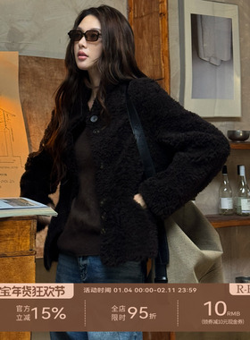 R-HER【复古棕绒】于Moli 绵羊毛休闲廓形复古保暖时尚洋气外套女
