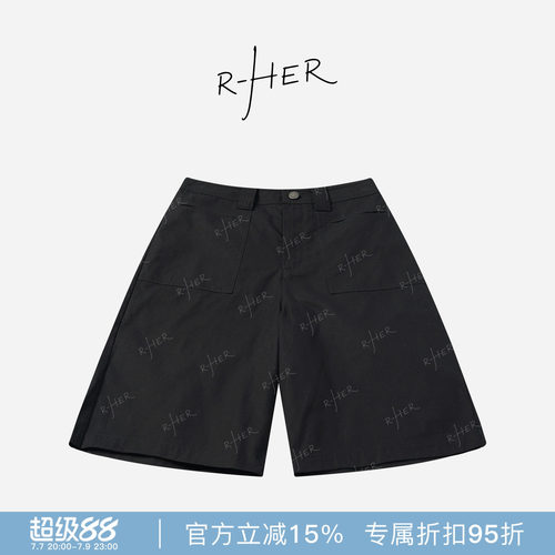 RHER STUDIO“松弛短裤”夏季新款高腰显瘦百搭宽松休闲短裤K592K