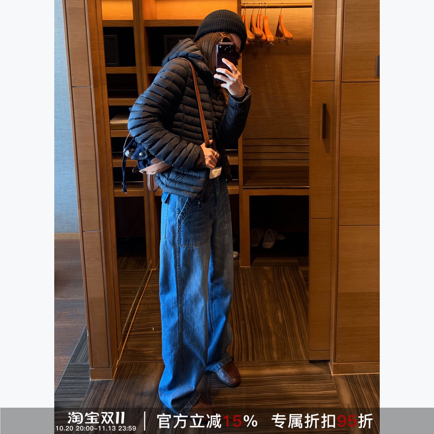 RHER STUDIO“拾光蓝阔”复古水洗显瘦百搭大口袋直筒牛仔裤K0498