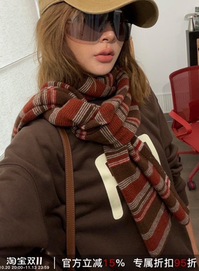 RHER STUDIO 休闲英伦彩条秋冬100%绵羊毛围巾O6207