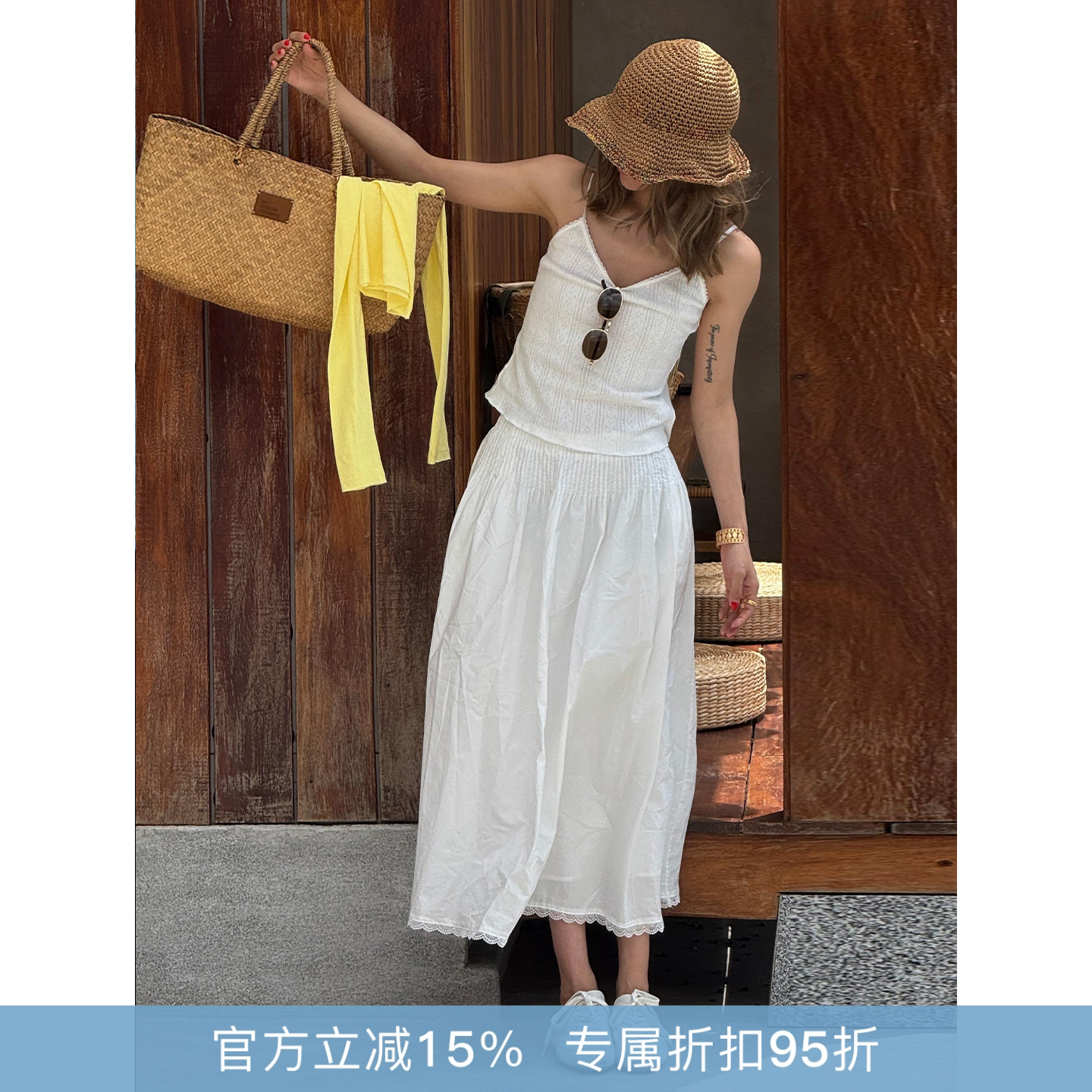 RHER STUDIO“灵动花边”夏季新款设计感小众休闲百搭半身短裙QFF