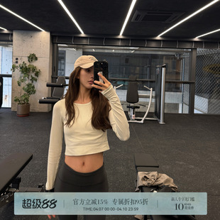 圆领长袖 慵懒坑条 HER 打底显瘦百搭针织上衣 修身 短款 时尚