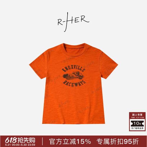 RHER STUDIO“赛车T”夏季新款百搭显瘦宽松圆领短袖T恤TT008