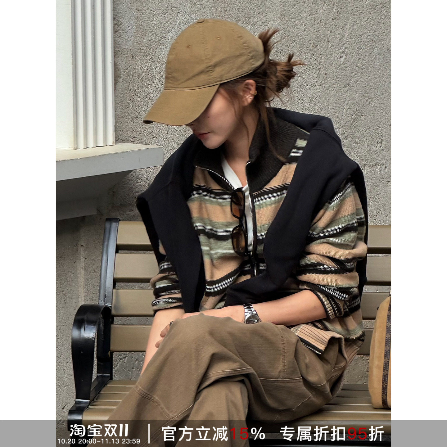 RHERSTUDIO复古条纹针织开衫