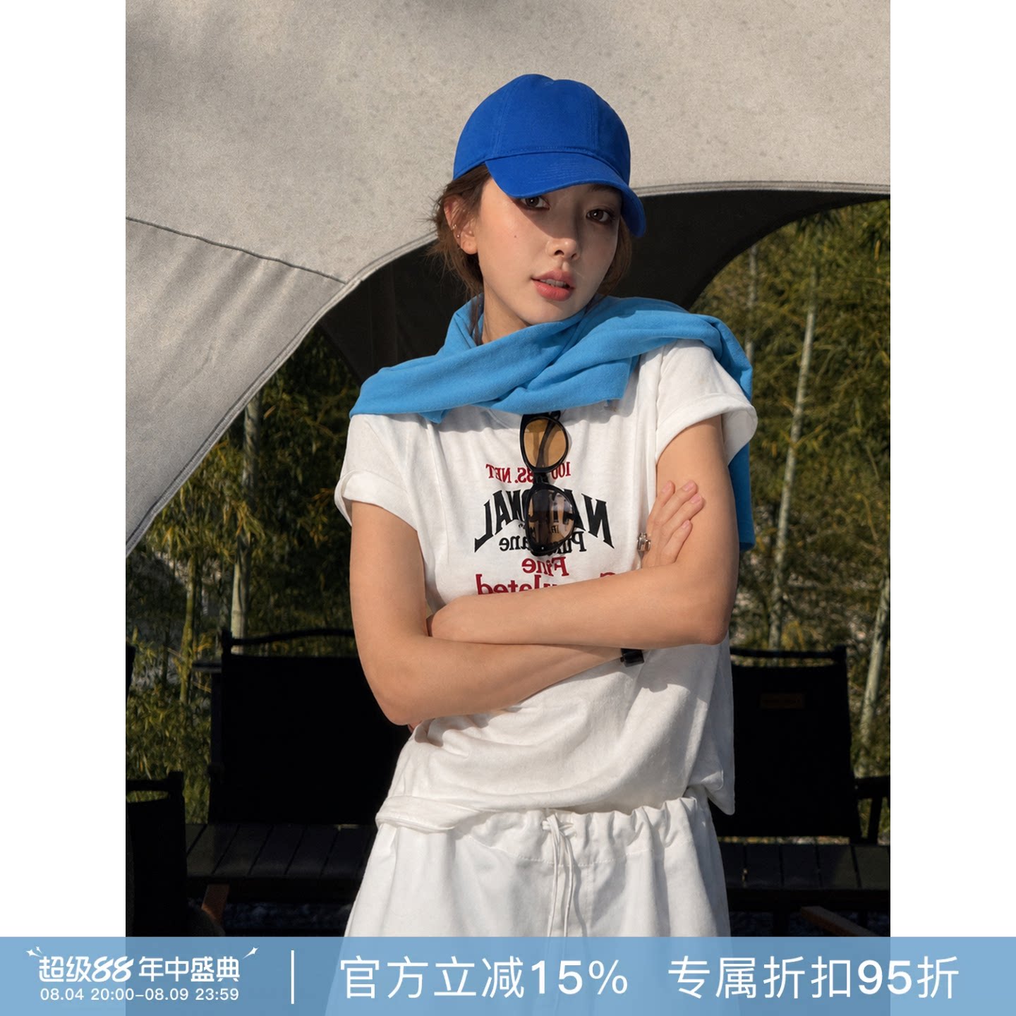 RHER STUDIO“NATIONAL”100棉夏季新款女时尚百搭休闲短袖T恤T28