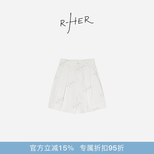 R-HER“老钱短裤”夏季老钱风宽松显瘦高腰阔腿百搭短裤KDK