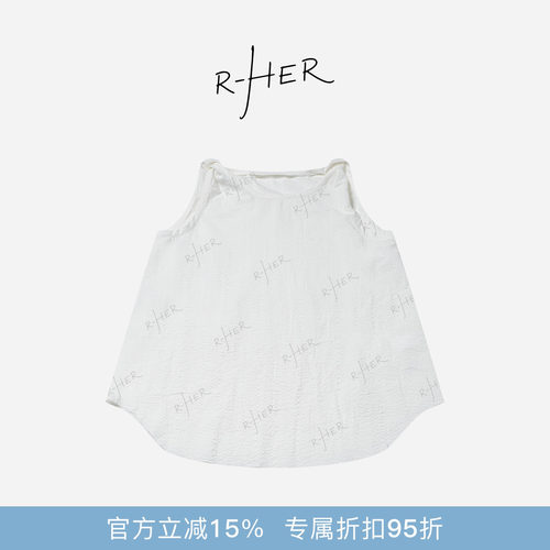 RHER STUDIO“留白扭结背心”夏季简约宽松肩褶显瘦圆领长背心DS2