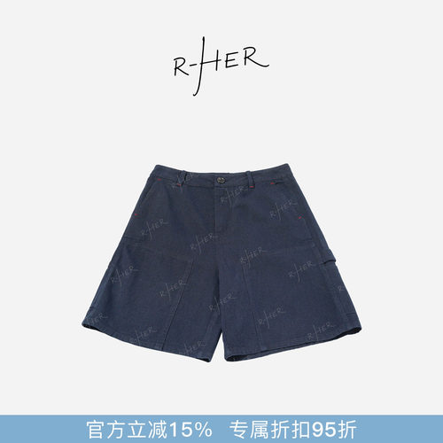 RHER STUDIO“”夏季新款高腰显瘦百搭宽松口袋短裤K6022