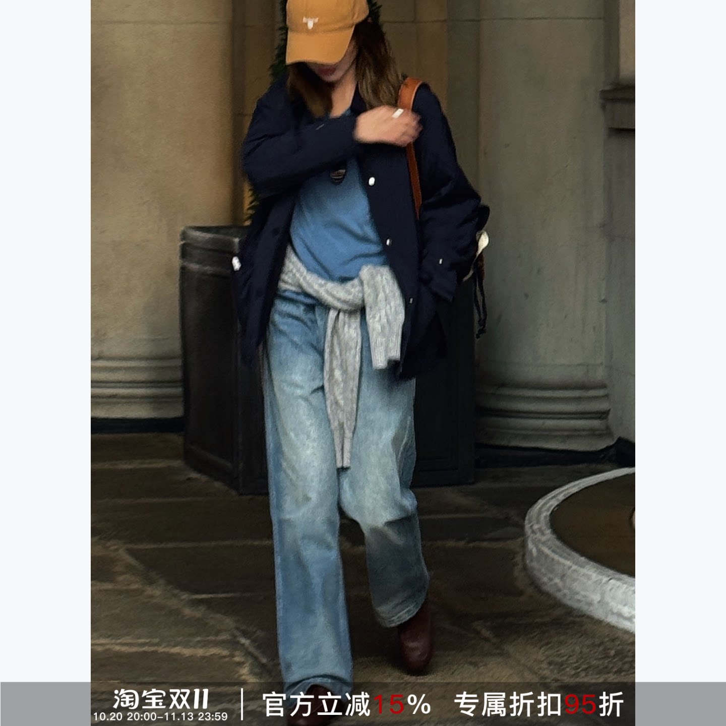 RHER STUDIO“波特旧巷”秋冬100绵复古水洗宽松百搭牛仔裤K4681