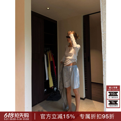 RHER STUDIO“清新短裤”夏季百搭简约高腰显瘦阔腿休闲短裤K5305