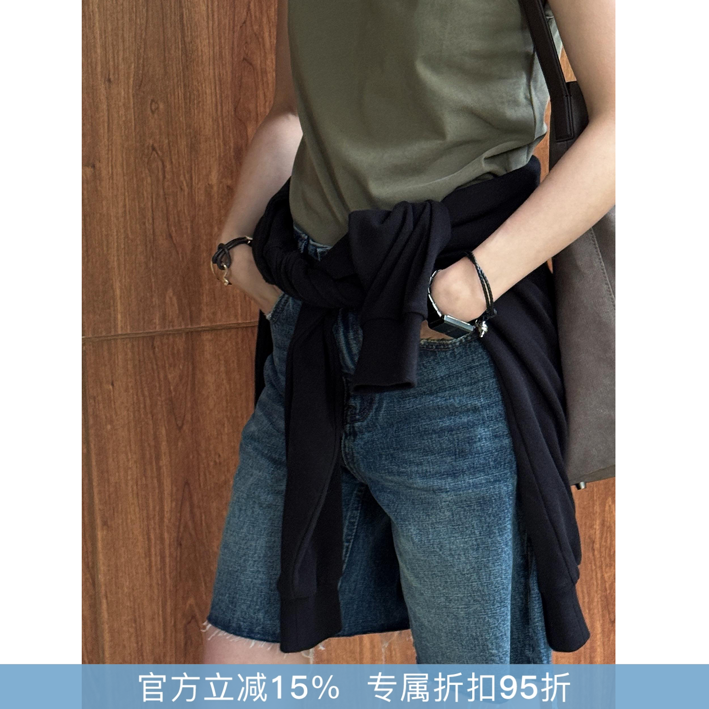 RHER STUDIO“毛边短牛”夏季复古百搭高腰显瘦小众牛仔短裤K6187