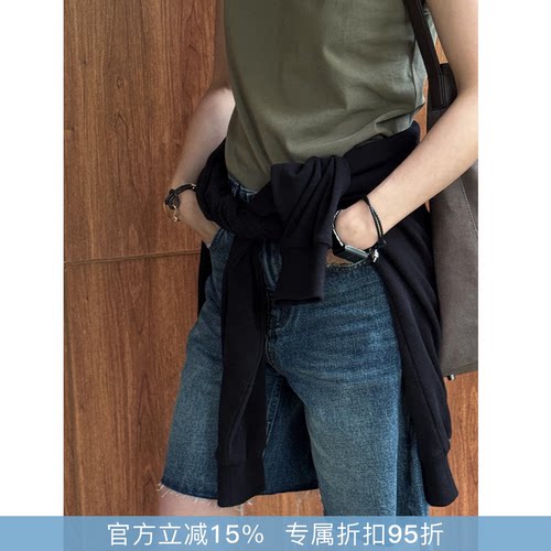 RHER STUDIO“毛边短牛”夏季复古百搭高腰显瘦小众牛仔短裤K6187