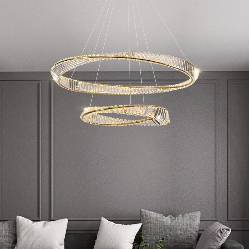 设计师款客厅主灯后现代轻奢风简约大气餐厅卧室圆环高端水晶吊灯