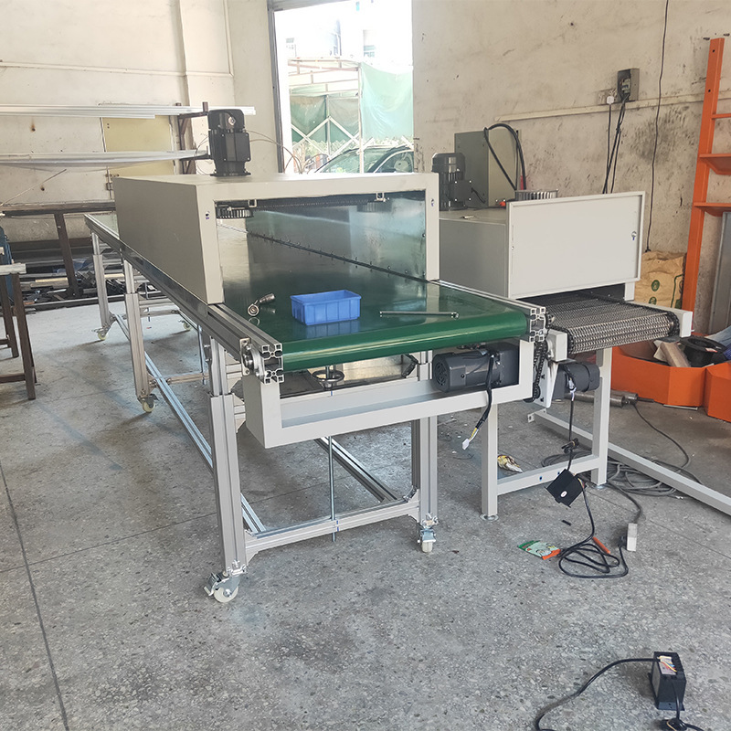 固化隧道炉烘干机可调不锈钢网带高温电动式无气喷涂机自动输送线