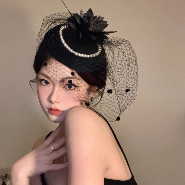 旗袍婚纱晚礼服头饰法式衷汉帽子复古英伦风女搭配网纱小礼帽折洋