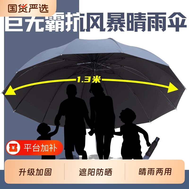 超大号雨伞加大加厚加固男士三人伞防风晴雨折叠遮阳伞女暴雨手动