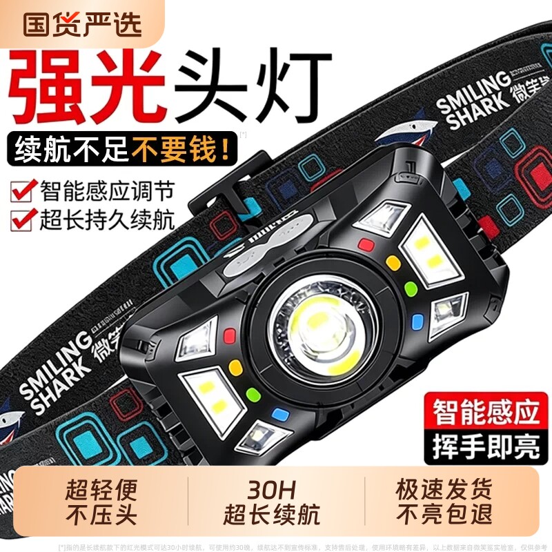 微笑鲨2026新款强光超亮头灯图片
