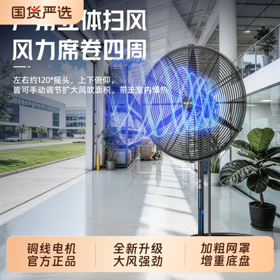 先锋工业电风扇风扇大风力大功率落地扇车间用壁扇除甲醛挂壁排气