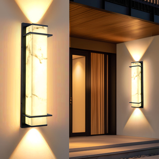 简约轻奢户外壁灯仿云石防水庭院别墅大门两侧柱子灯花园室外墙灯