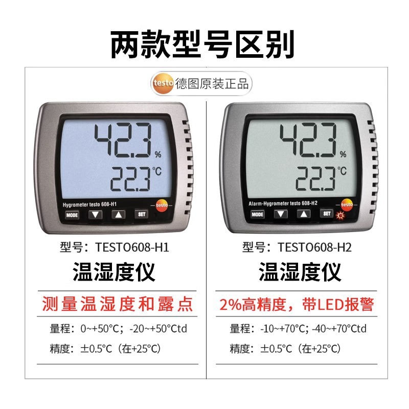 testo温湿度表608-H1/H2/622/623数显绝压表大气压温度湿度计专业