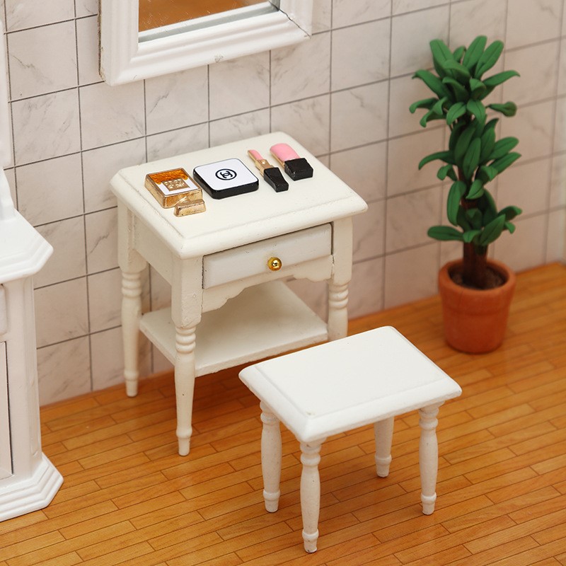 1:12娃娃屋配件dollhouse木质迷你复古椅子模型摆件微缩生活场景