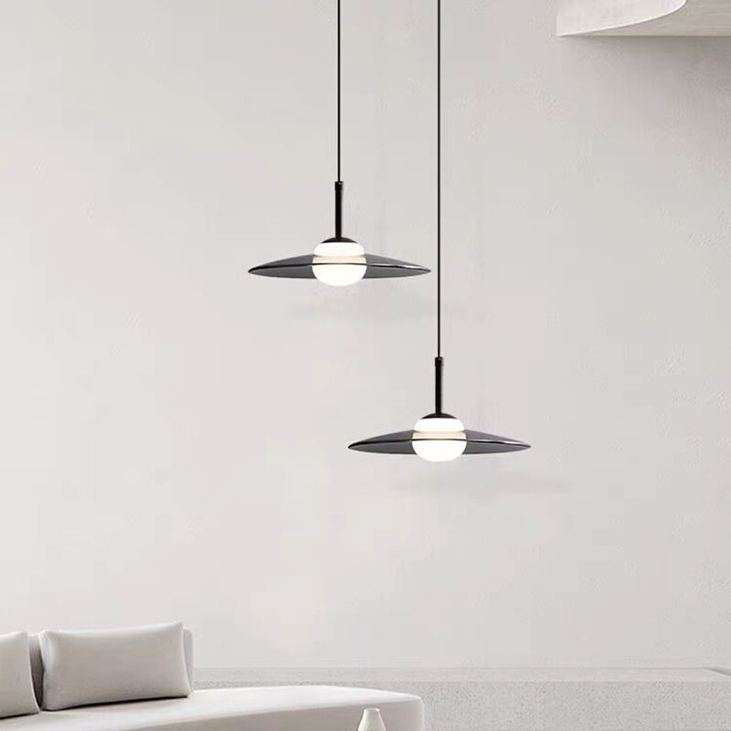 现代简约餐厅玻璃吊灯客厅卧室床头灯样板间咖啡厅吧台飞碟灯