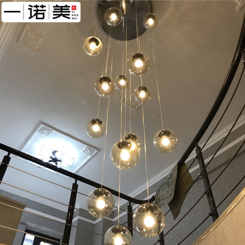 现代简约楼梯间吊灯家用客厅餐厅复式楼吊灯公寓别墅旋转楼梯吊灯