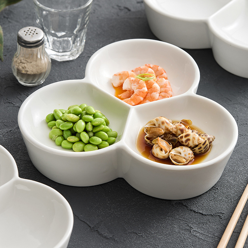 造器酒店创意创意小菜碟子商用冷凉菜盘陶瓷三格组合拼盘餐具