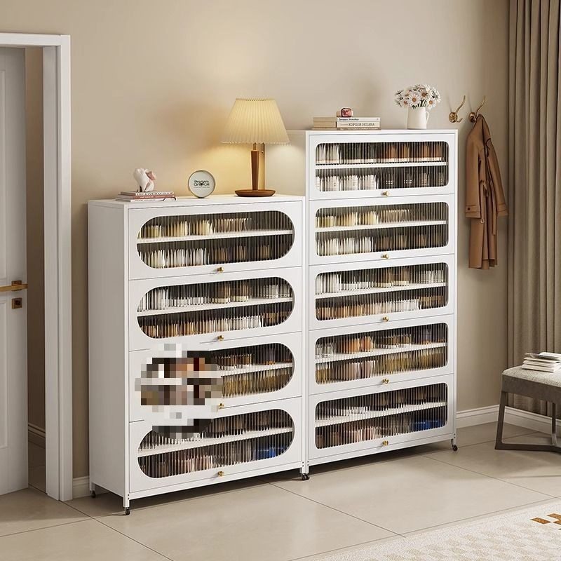 钢制鞋柜防水防尘入户家用门口玄关大容量铁艺上翻门鞋柜多层鞋架