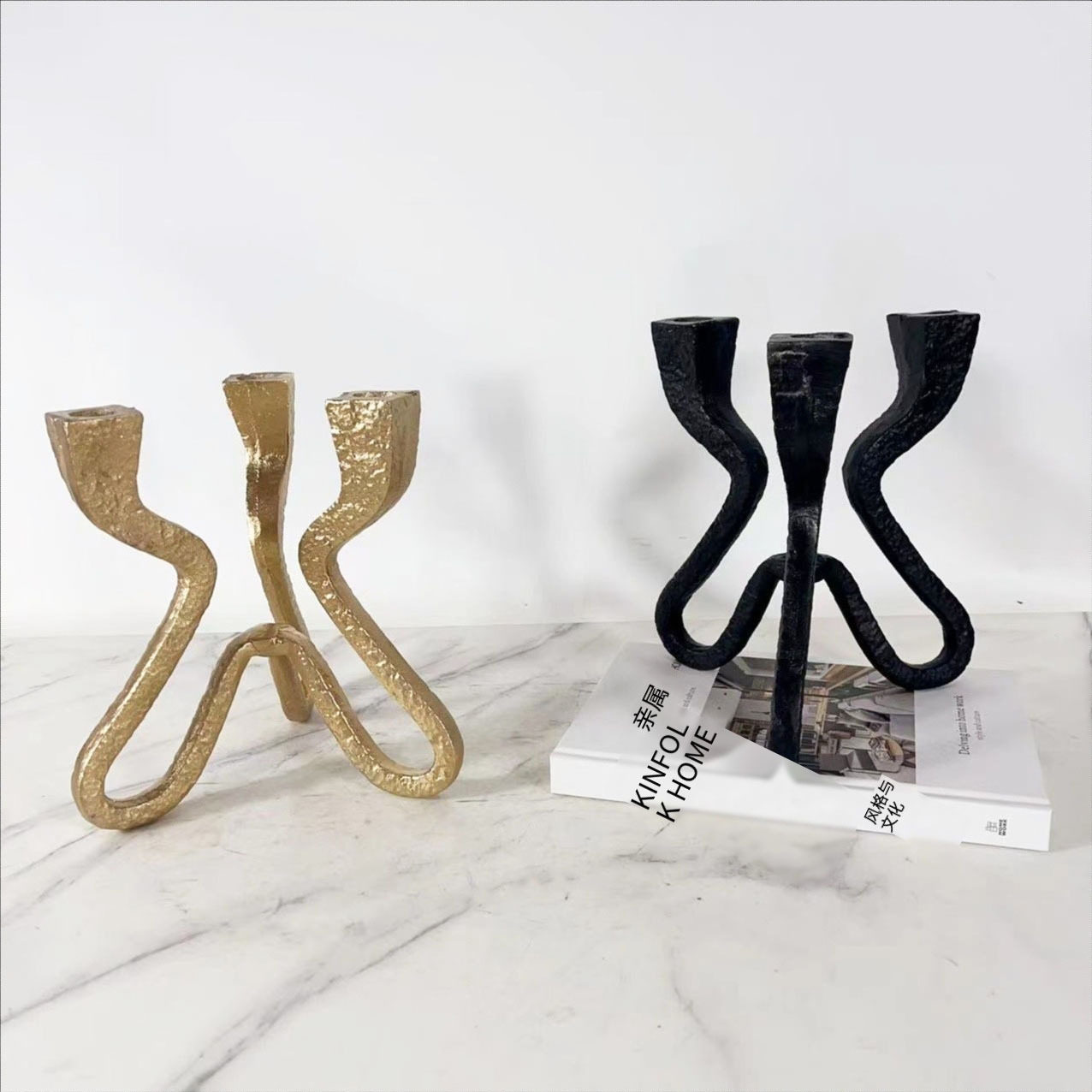 现代简约创意铝制烛台样板房售楼处桌面餐桌茶几电视柜软装饰品,模玩/动漫/周边/娃圈三坑/桌游,文化/体育周边,淘宝优惠券,粉丝福利购,淘宝优惠卷