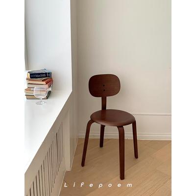 Lifepoem韩国风实木餐椅小户型网红靠背椅轻奢艺术简约咖啡厅椅子