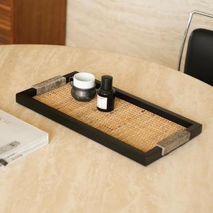 天然石藤编托盘长方形桌面收纳餐桌水果盘客厅家用茶几 ladylike