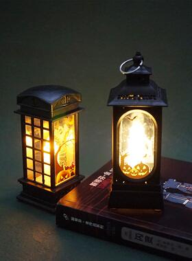 zakka万圣节背景摆件 猫咪南瓜小夜灯发光黑猫酒吧氛围感道具装饰