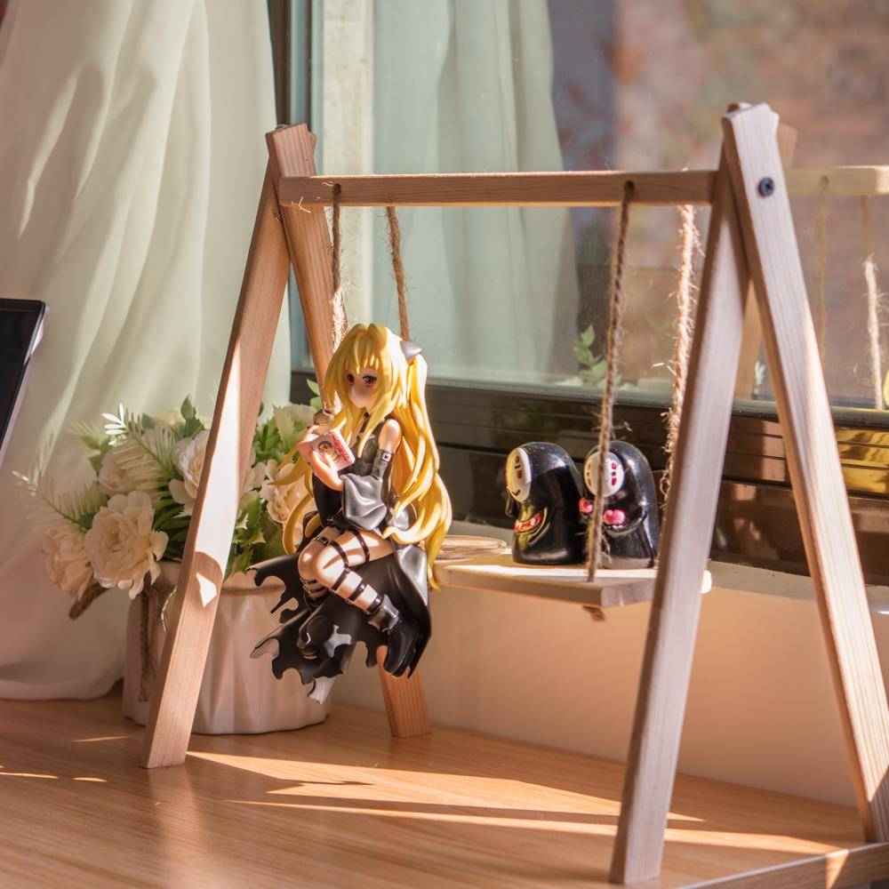 金色暗影手办 小暗 无脸男 秋千 桌面可爱二次元动漫卡通周边摆件